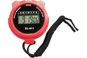 ERTHREE Digital Sports Stopwatch Timer Stopwatch Large Display Interval Training Timer Outdoor Split Stop Watch Lap Timer Digital Calendar Alarm Clock Referee Watch(Red)