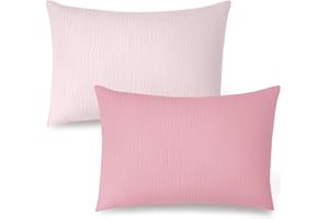 HYHIOTS Musselin-Kissenbezüge für Kleinkinder, Baumwolle, weich und atmungsaktiv, Kinder-Kissenbezüge für Reisen, mit Hotelverschluss, für 33 x 45,7 cm, 35,6 x 48,3 cm, 30,5 x 40,6 cm, Hellrosa + Rosa