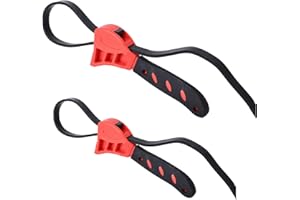 MYTHOSURGE Set di chiavi a nastro in due pezzi, kit di chiavi a nastro regolabili per filtri dell'olio, chiavi universali per tubi in gomma, chiavi universali per filtri dell'olio per bottiglie,nero e rosso.