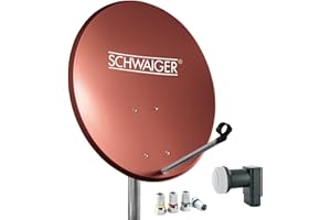 SCHWAIGER 494 Sistema SAT Set satellitare Parabola satellitare Twin LNB digitale 8x connettori F 7mm Antenna SAT in alluminio set completo Mattone rosso 55 x 62 cm