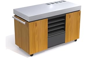 Everdure Pizza Oven Station - Preparation Cart with Stainless Steel Countertop, Four Slide Out Shelves, On Wheels for Portability