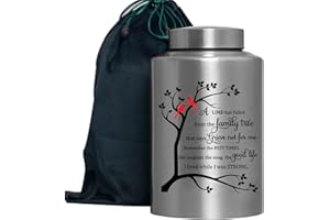 ANWINFY Memorial Cremation Urns for Human Ashes Adult Male Female Decorative Urn Men Women Large Holds up to 220lbs Memory Funeral Burial Cardinal Red Birds Urns for Human Ashes（Cardinals Tree）