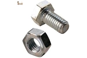 BRICOLOCO.COM BricoLoco Pack 100 uds. Tornillo estantería con tuerca hexagonal métrica 8. Para estantería metálica ángulo ranurado. Largo 16 mm. M8. Zincado. Rosca completa. Tornillo DIN 933. Tuerca DIN 934.