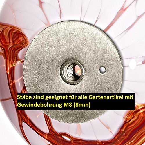 Gewindestab M8 SILBER für Gartenkugel, Rosenkugel, Ø=10mm, H=120cm, gerade mit M8-Gewinde, passend für Artikel der GARTENFLAIR-Kollektion (ART GLASS powered by CRISTALICA) - 3