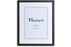 Victor Cornice Passepartout Richter Nera in 40x50 cm con Passepartout 30x40 (A3) - Cornice Legno - Striscia: 25x20mm - Cornice 40x50 Nera