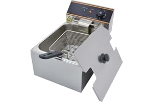 MOOTACO Friteuse électrique commerciale professionnelle en acier inoxydable 10L 3000W Capacité d'huile maximale est 6L