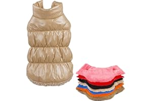 Kismaple Manteau imperméable pour Chien Veste d'hiver rembourré matelassé Doudoune pour Chien Pet Chiot/Moyen vêtements Assortis Marron Clair M Poitrine: 41-43CM