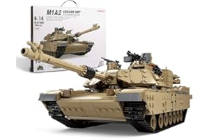Feleph M1A2 Char Militaire Tank d'assaut Jouet avec 5 Figurines de Soldats, Armée Véhicule Kit 1:28, 2 en 1 Kit de Blocs Militaires WW2 pour Les Amateurs de Modélisme (1463+ Pièces)