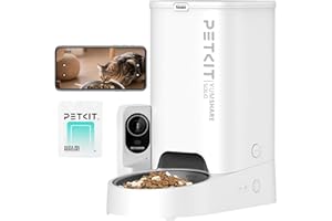 PETKIT Automatic Cat Feeder with Camera, 1080P HD Video with Night Vision, 2-Way Audio, 3L Auto Cat Feeder with Battery-Backup, Low Food & Blockage Sensor, App Control Cat Food Dispenser, 2.4Ghz Wi-Fi