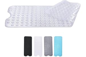 Zuvo Tapis de Bain Antidérapant | Extra Long 100 x 40 cm | Ventouses Puissantes & Anti-Moisissure | Lavable en Machine | Sécurisé pour Enfants & Seniors | Transparent, Claire