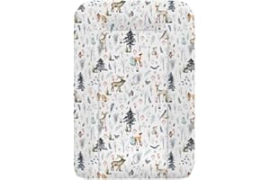 Albero Mio Animals & Love Lion Matelas à langer lavable et sans substances nocives (forêt scandinave, Blanc.