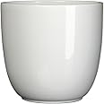 MICA Decorations 144690 Tusca Round Pot, White - H 25 x D 28 cm