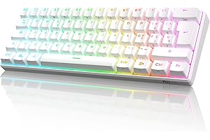RK ROYAL KLUDGE RK61 Tastiera Gaming Meccanica, 60% Tastiera Wireless 2.4Ghz/Bluetooth/USB-C RGB Backlit Interruttore Rosso Hot Swap Double-Shot ABS Keycaps Compatibile con Win/Mac, Bianco (QWERTY Layout Italiano)