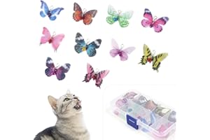 SONGWAY 10 Stück Katzenspielzeug Ersatz, Schmetterlingsförmig Katzenangel Ersatz Anhänger, Katzen Spielzeug Ersatz mit Glocken, Interaktives Katzenspielzeug für Kätzchen und Katzen