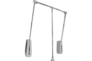 Emuca - Penderie rabattable pour armoire Hang mural, Barre de penderie escamotable, tringle relevable, largeur réglable 600-830mm, Chromé, Acier et Plastique, 1 u