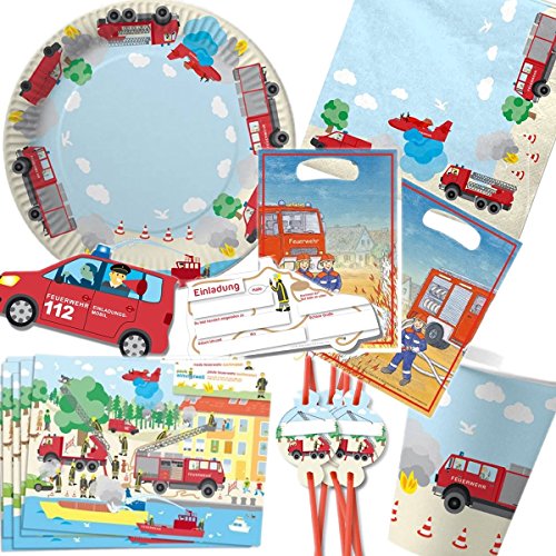 6 Geschenk-Boxen * FEUERWEHR * mit Tragegriff für Kindergeburtstag oder Motto-Party // Kinder Geburtstag Geschenktüten Mitgebsel Mitgebseltüten Tüten Geburtstagstüten Motto Feuerwehrmann Fireman Geschenk Box - 2