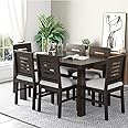 UK FURNITURE Wooden Dining Room Set 6 Seater Dining Table with 6 Chair for Dining Room & Home Living Room Furniture(Dark-Walnut)