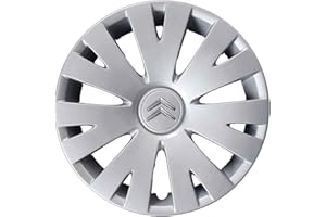 RIXTO Juego de 4 tapacubos adaptables – para Citroen C4 Picasso / C1 / C2 / C3 / C4 / C5 / C8 / Nemo/Berlingo/Xsara Picasso – Diámetro de 15 Pulgadas – con Logotipo Cromado – No Originales