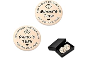 LAFOMUKEA New Parents Decision Coin, New Mum New Dad Gifts, Newborn Baby Gifts, Stainless Steel Flip Coin,, Anniversary ( Rose Gold )