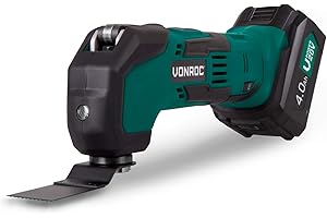 VONROC Multiherramienta Oscilante - 20V - Incluye una batería de 4.0Ah, un cargador rápido y accesorios