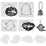 Voyyphixa 4 Stück Halloween Treibsand Gießform mit PVC Blätter Kürbis Treibsand Silikonform Epoxidharz Form Resin Shaker Mold