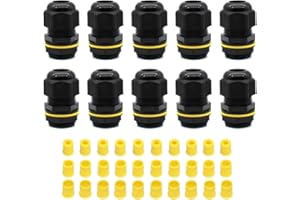 M25 Kabelverschraubung Set, HUYU wasserdichte IP68 verstellbare Kabel Steckverbinder, wasserdichter Stecker für Box, verstellbar Kabel Stopfe mit Gegenmutter für 4-14 mm Kabel, 10 Stück
