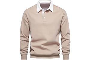 MAKINGDA Sweat Homme Col Polo Manches Longues Chaud Pullover Sweatshirt Hiver Thermique Couleur Unie Coton Pull Top
