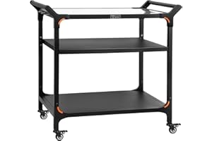 ‎BBQ-TORO BBQ-Toro Grillwagen 94 x 61 x 90 cm | Schwarz | Grilltisch mit großer Arbeitsfläche | Grill Beistelltisch, Outdoor Grill Trolley | Grilltisch Outdoor, Servierwagen mit Edelstahl Ablagefläche