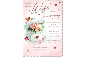 PICCADILLY GREETINGS Piccadilly 20 cm x 15 cm - (A20222) karta rocznicowa żony - serca i róże