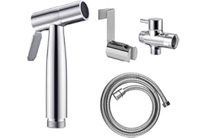 ALLESHELFER Bidet Hand Shower Stainless Steel with Hose 2 m, Hand Shower for Sink with Tap Dispenser and G1/2 Inch Valve, Sink Shower Head Hand Shower Set Double Jet Mode, Nozzle, Wall Mount