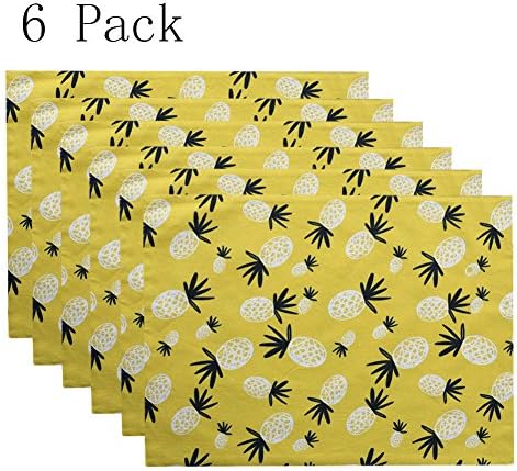 ocjemoTablecloths 6 PCS Simple pineapple placemat rectangle placemat 32x45 cm