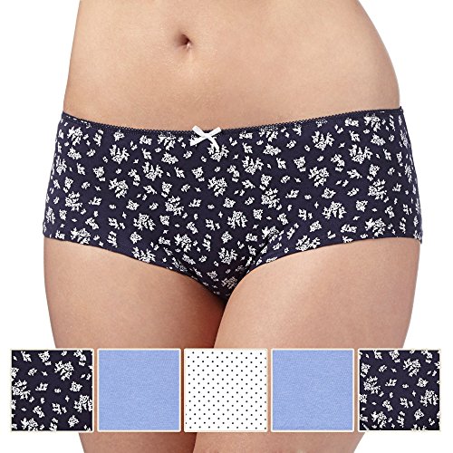 Debenhams Womens Pack Of Five Blue Spot And Bud Printed Shorts 10