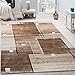 Produktbild Paco Home Designer Teppich Konturenschnitt Abstrakt Karo Linien Braun Beige Meliert, Grösse:80x150 cm