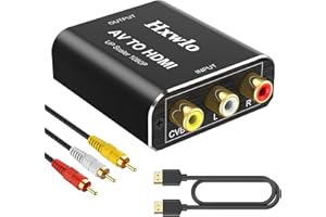 HXWLO AV to HDMI Converter, Aluminum RCA to HDMI Converter, PS2 HDMI Adapter with RCA and HDMI Cables, 1080P Composite CVBS Video Analog to PS2 to HDMI Converter for PS2,PS3,TV,STB,Xbox,VHS,VCR Camera,DVD