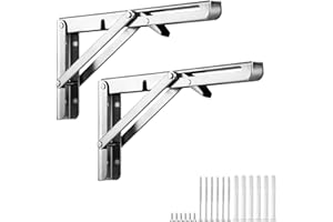 RYNVARL 2 Soportes de Pared Plegables de Acero Inoxidable –500mm Soporte Abatible con Bloqueo para Mesa Plegable, Banco de Trabajo, Estante – Ahorro de Espacio & Antióxido – Carga 100kg