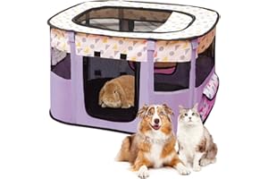 PEELANMALL Parc pour chiot pliable pour chiens, chiots, tissu Oxford, tente rectangulaire pour chiens, lapins, cochons d'Inde, chats, pour l'intérieur ou l'extérieur, 70 x 55 x 40 cm, lilas