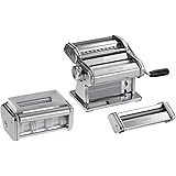 Marcato GS-PASTASET Macchina per Pasta Manuale con Inclusi Accessori per Ravioli e Spaghetti, Acciaio Cromato, Argento, 20,3x