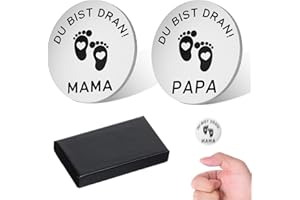 simarro Entscheidungsmünze Papa Mama, Schwangerschaft Geschenk für Werdende Mütter Werdender Väter Neue Eltern Geschenke Schwangerschaftsgeschenk Neugeborenen Geschenk(Silber)
