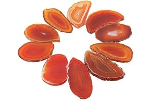 Shanxing Undrilled Red Agate Slices Geode Irregular Stone Healing Crystal for Wedding Place Cards Reiki Desk Decor, Set of 10, Each 1.8-3.1inch/45-80mm Long