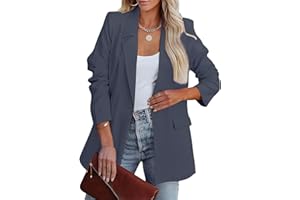 MGizo DtiSpectrum Blazer de Mujer - Chaqueta de Traje Holgada de un Solo Pecho con Abertura Frontal para el Trabajo, Chaquetas de Negocios con Cuello de Solapa y Manga Larga.