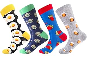 BONANGEL Men's Fun Dress Socks, Crazy Christmas Socks Colorful Funky Novelty Funny Casual Cotton Office Birthday Socks for Men Dad