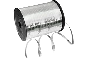 Eitolo Silver Ribbon, 500 Yards Balloon String Ribbon 5mm Shiny Silver Curling Ribbon for Crafts Metallic Glitter Ribbon for Presents Gift Wrapping Birthday Christmas New Year Wedding Party Decoration