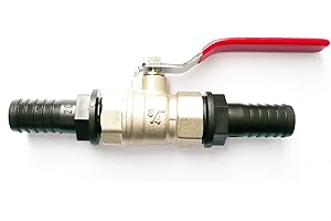 HENSITA Farm & Field Hardware Plated Brass BALL VALVE. Heavy Duty. 3/4" (19 mm) x 3/4" (19 mm) Hose Tails. Water Shut Off
