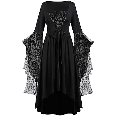 Elegantes Halloween Swing-Kleid Langarm - A-Linien Cocktailkleid Mit Festdruck