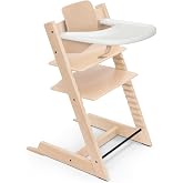 Stokke Tripp Trapp&reg; + Baby Set&sup2; + Tray - Natural | 2-in-1 solution from 6 months. Includes the wooden highchair, the Baby Set