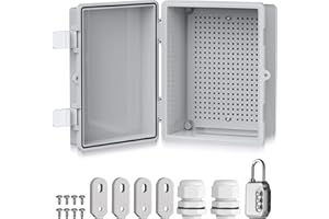 EYPINS Scatola di Protezione 220x170x110 mm,Scatola di Giunzione Impermeabile per Esterni IP67,con Accessori per il Montaggio,Alloggiamento in Plastica ABS,Coperchio Opaco