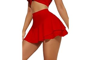 Avidlove Donna Mini Gonna Sexy con Volant Orlo Tinta Unita Lingerie Gonna Corta Vita Alta Gonna a Pieghe