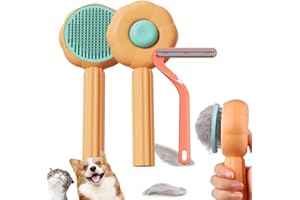 Fivtsme Brosse Chiens Chats, Brosse de Toilettage pour Chat, Brosse Autonettoyante pour Chat, Brosse à Poils d'Animaux, Facile des Poils Lâches et Emmêlés,pour Chats et Chiens à Poils Courts et Longs