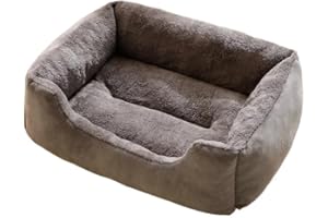 leaderss Bed Pet，Pet Bed Sofa Cat Beds Dog Sofa Soft Pet Square Plush Kennel Warm Thickened Cat Bed Washable Plush Medium Small Dog Bed House Pet Supplies(Grey,50x40cm)