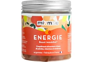 MIUM LAB GUMMIES EXPERTISE mium LAB - Complément Alimentaire Energie - Gummies Coup de Boost - Réduit la Fatigue - Cure 21 Jours - 100% Français - Guarana, Ginseng, Vitamines C, B12